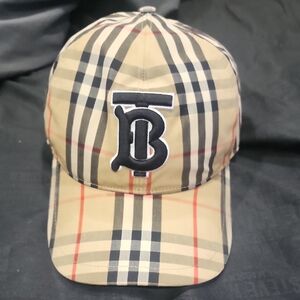 Burberry Beige and Black Logo Cap